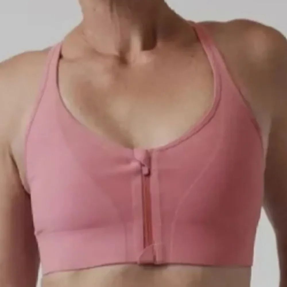 Athleta | Empower II Daily A-C Sports Bra Front Zip Pink | L NWOT